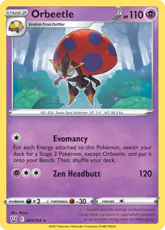 Orbeetle 065/163 Rare Holo card from Battle Styles