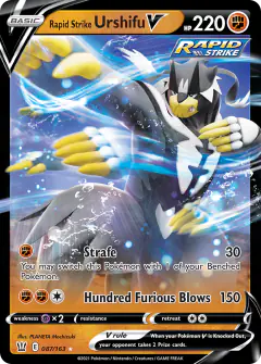Rapid Strike Urshifu V 087/163 Rare Holo V card from Battle Styles