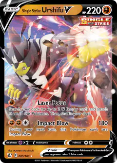 Single Strike Urshifu V 085/163 Rare Holo V card from Battle Styles