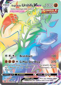 Single Strike Urshifu VMAX 167/163 Rare Rainbow card from Battle Styles