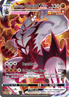 Single Strike Urshifu VMAX 168/163 Rare Rainbow card from Battle Styles
