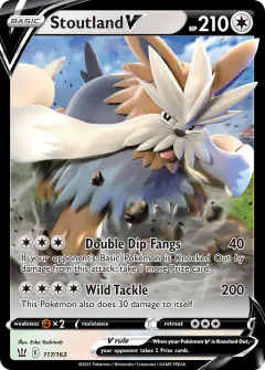 Stoutland V 117/163 Rare Holo V card from Battle Styles