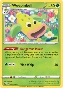 Weepinbell 002/163 Uncommon card from Battle Styles