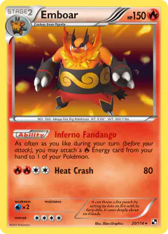 Emboar 20/114 Rare Holo card from Black & White Base
