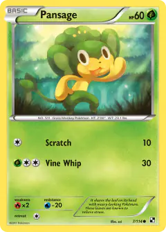 Pansage 7/114 Common card from Black & White Base