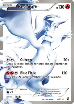Reshiram 113/114 Rare Ultra card from Black & White Base