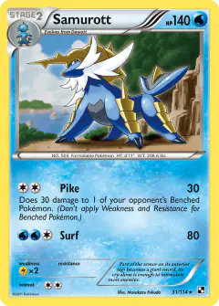 Samurott 31/114 Rare Holo card from Black & White Base