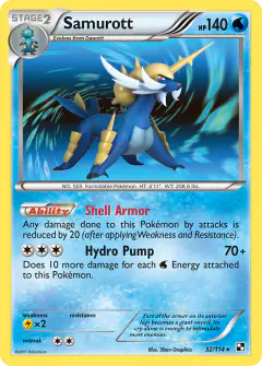 Samurott 32/114 Rare Holo card from Black & White Base