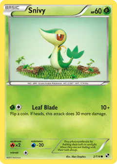Snivy 2/114 Common card from Black & White Base