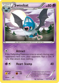 Swoobat 51/114 Uncommon card from Black & White Base