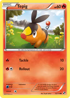 Tepig 15/114 Common card from Black & White Base