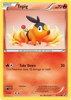 Tepig 16/114 Common card from Black & White Base