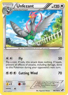 Unfezant 86/114 Rare card from Black & White Base