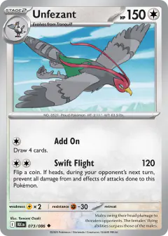 Unfezant 073/086 Uncommon card from Black Bolt