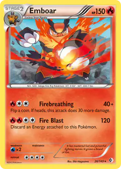 Emboar 26/149 Rare Holo card from Boundaries Crossed