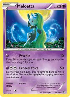 Meloetta 77/149 Rare Holo card from Boundaries Crossed