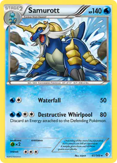 Samurott 41/149 Rare Holo card from Boundaries Crossed
