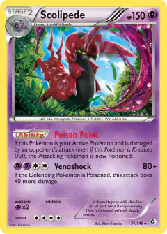 Scolipede 74/149 Rare Holo card from Boundaries Crossed