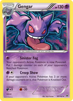 Gengar 60/162 Rare Holo card from BREAKthrough