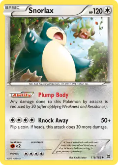 Snorlax 118/162 Uncommon card from BREAKthrough