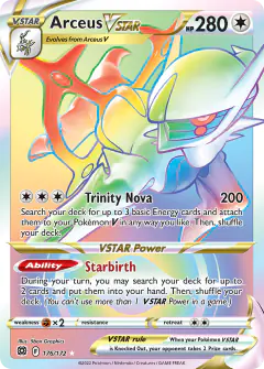 Arceus VSTAR 176/172 Rare Rainbow card from Brilliant Stars