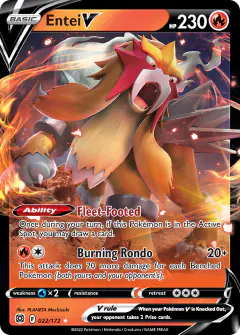 Entei V 022/172 Rare Holo V card from Brilliant Stars