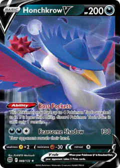 Honchkrow V 088/172 Rare Holo V card from Brilliant Stars