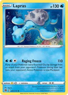 Lapras 031/172 Rare card from Brilliant Stars