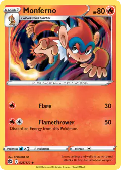 Monferno 025/172 Uncommon card from Brilliant Stars