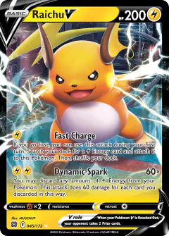 Raichu V 045/172 Rare Holo V card from Brilliant Stars