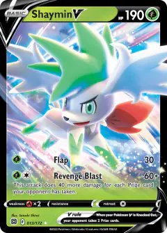Shaymin V 013/172 Rare Holo V card from Brilliant Stars