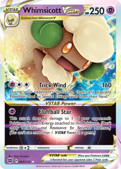 Whimsicott VSTAR 065/172 Rare Holo VSTAR card from Brilliant Stars