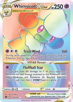 Whimsicott VSTAR 175/172 Rare Rainbow card from Brilliant Stars