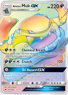 Alolan Muk-GX 157/147 Rare Rainbow card from Burning Shadows