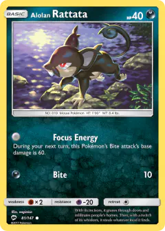 Alolan Rattata 81/147 Common card from Burning Shadows