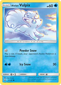 Alolan Vulpix 27/147 Common card from Burning Shadows