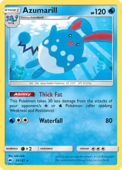 Azumarill 35/147 Rare card from Burning Shadows