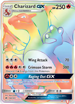 Charizard-GX 150/147 Rare Rainbow card from Burning Shadows