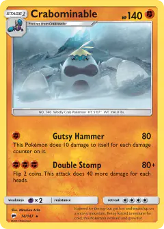 Crabominable 74/147 Rare card from Burning Shadows