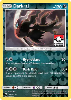Darkrai 87/147 Rare Holo card from Burning Shadows