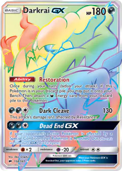 Darkrai-GX 158/147 Rare Rainbow card from Burning Shadows