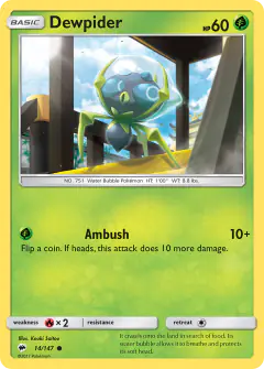 Dewpider 14/147 Common card from Burning Shadows