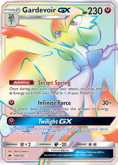 Gardevoir-GX 159/147 Rare Rainbow card from Burning Shadows