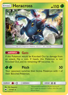 Heracross 11/147 Rare card from Burning Shadows