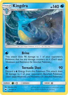 Kingdra 31/147 Rare Holo card from Burning Shadows