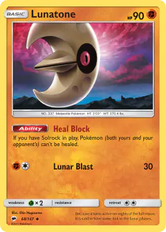 Lunatone 68/147 Uncommon card from Burning Shadows