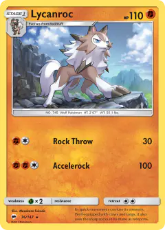 Lycanroc 76/147 Rare card from Burning Shadows