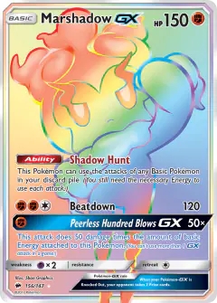 Marshadow-GX 156/147 Rare Rainbow card from Burning Shadows