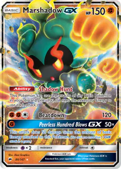 Marshadow-GX 80/147 Rare Holo GX card from Burning Shadows