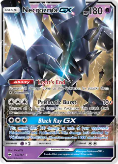 Necrozma-GX 63/147 Rare Holo GX card from Burning Shadows